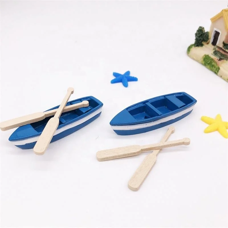 1: 12 Dollhouse Miniature Blue Fishing Boat for Dollhouse Decor Accessories
