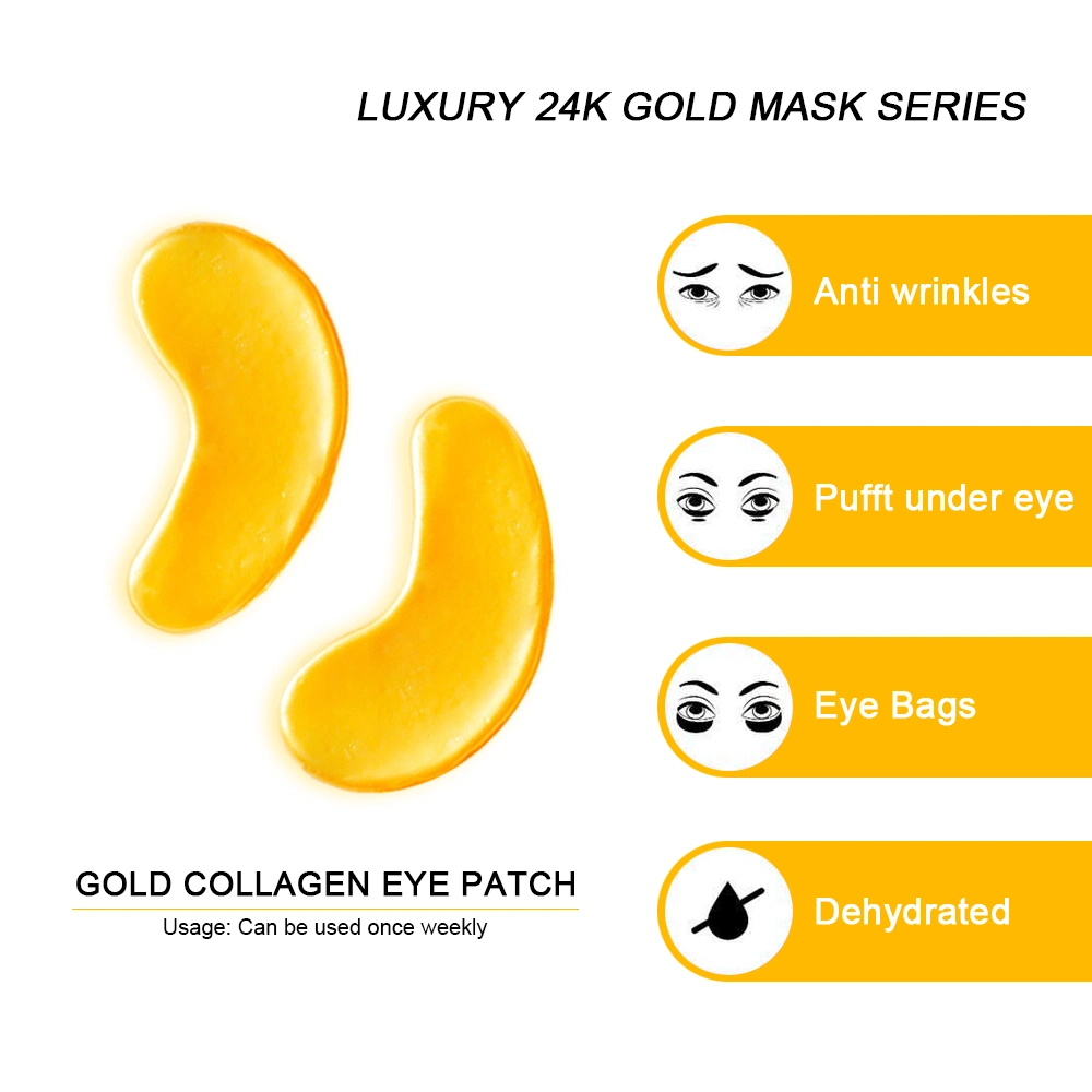 Custom Printed Reduce Dark Circles Puffy Sheet 24K Gold Collogen Eye Mask