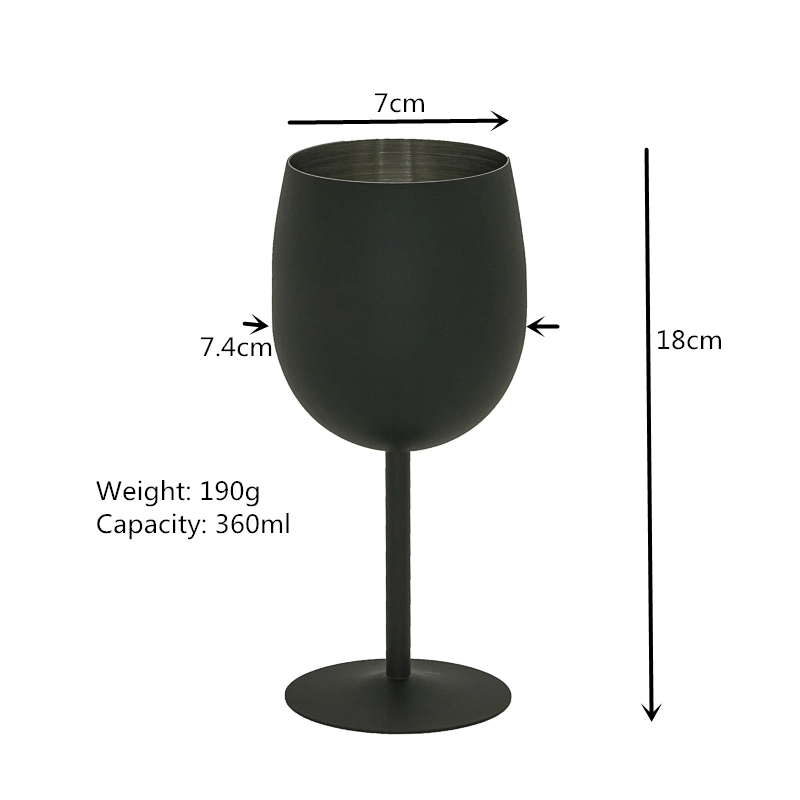 Black Stainless Steel Stemed Wine Glasses Barware