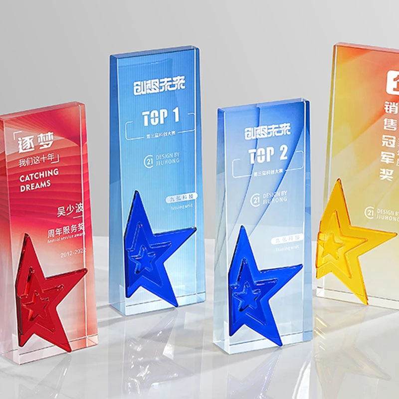 Factory Atacado Custom Enterprise Employee Service Recognition Awardsk9 Glass Crystal Memorial Award Trophy Cup