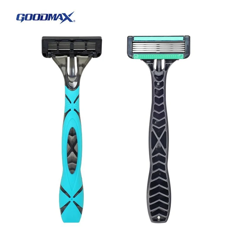 Five Blade Disposable Razor with Plastic and Rubber Handle