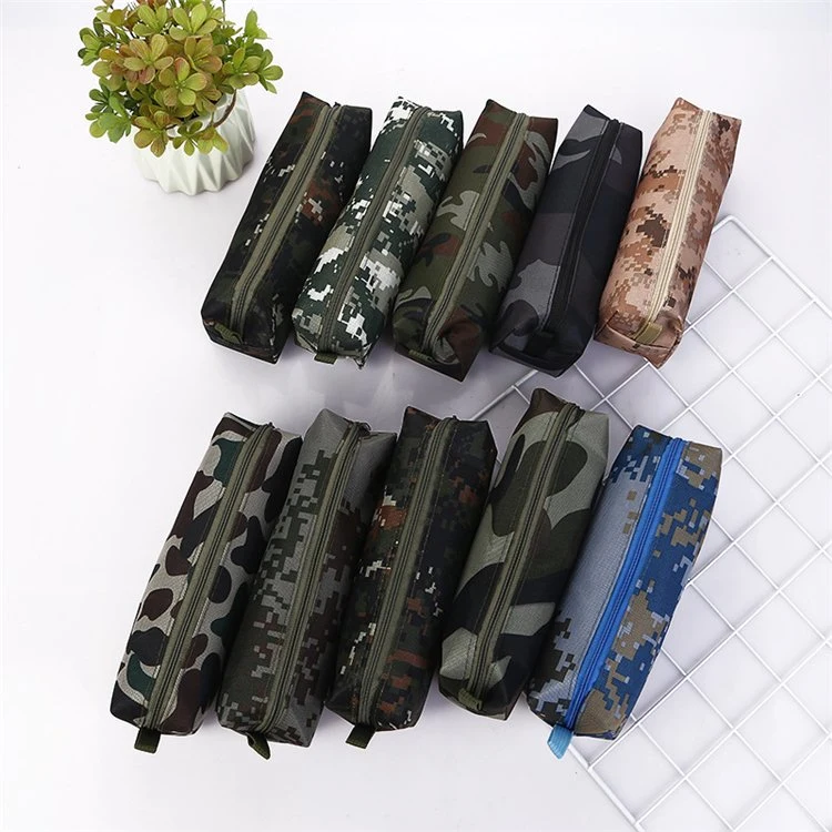 Custom Student Pencil Bag Oxford Camouflage Pen Bags Office Stationery Pencil Case