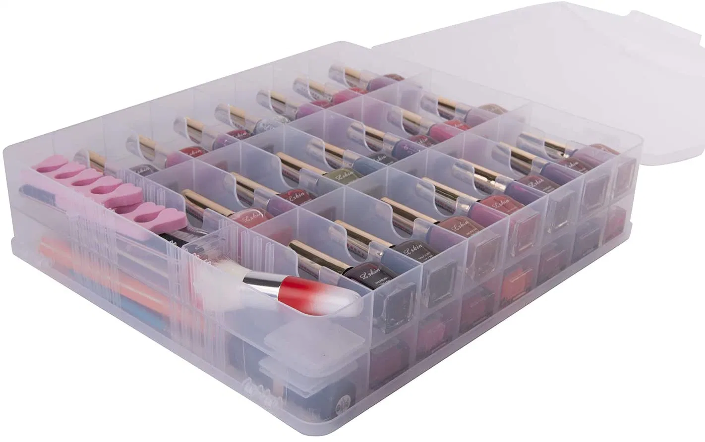 Organizador de esmalte de uñas de plástico titular de almacenamiento: Almacena 48 botellas de caso
