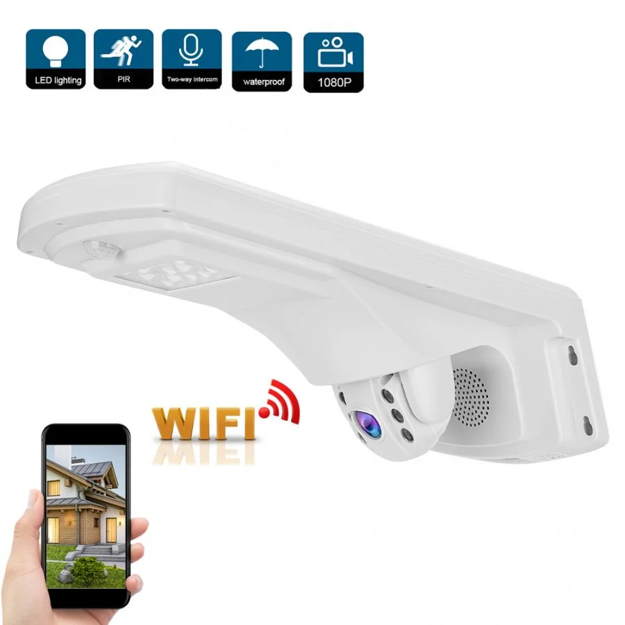 Impermeable al aire libre WiFi PTZ 1080P, fuente de luz de doble cámara CCTV