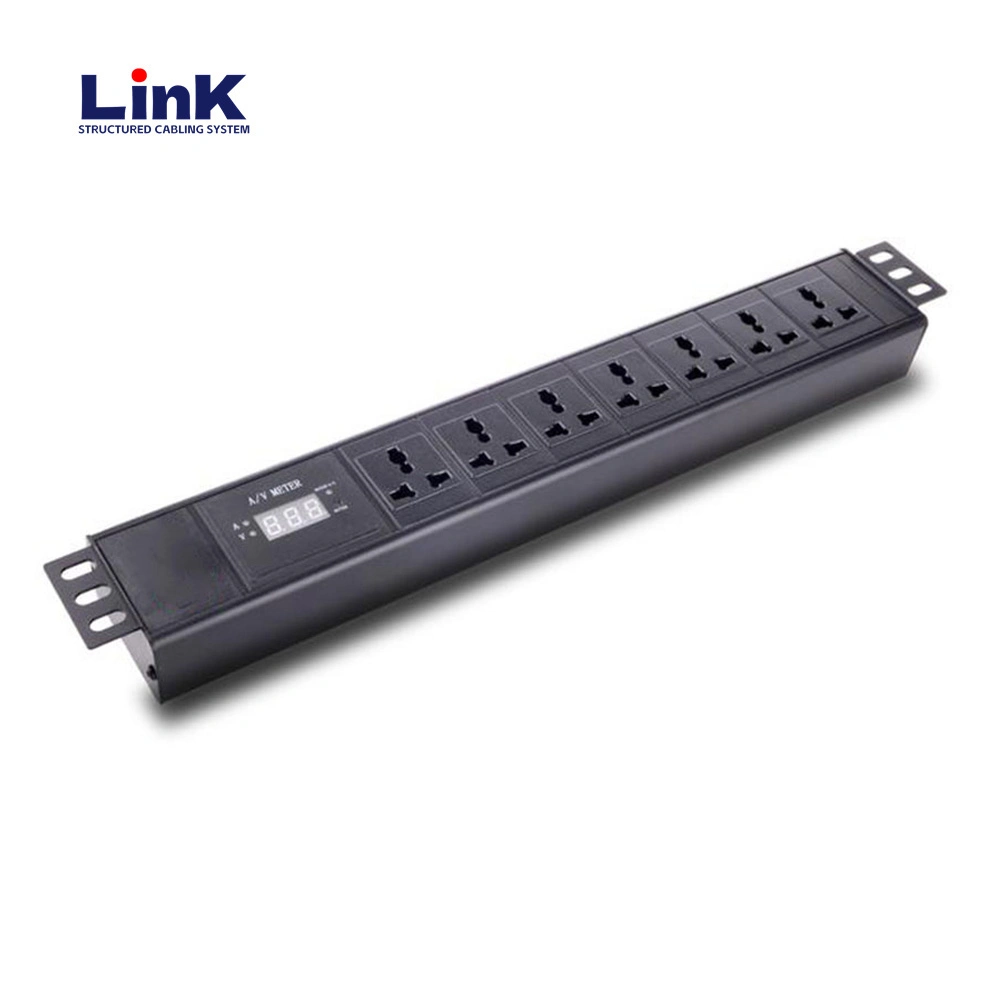 Electric Rack Mount PDU Unit with 8 Outlets Socket Digital Display and Surge Protection