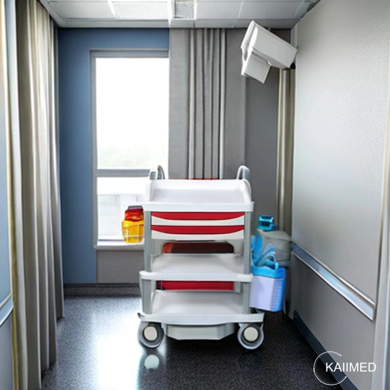 ABS Linen Trolley and Cart with Drawers for Medical, Emergency, Logistic, Laundry, Treatment, Medicine Distribution, Anesthesia as Hospital Equipment- E