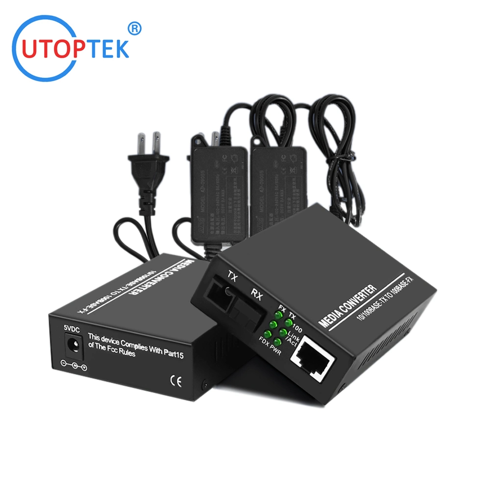 Convertidor de medios con conector ST/FC/SC/LC de fibra 20km de modo único 1310/1550nm 1490nm Media Converter