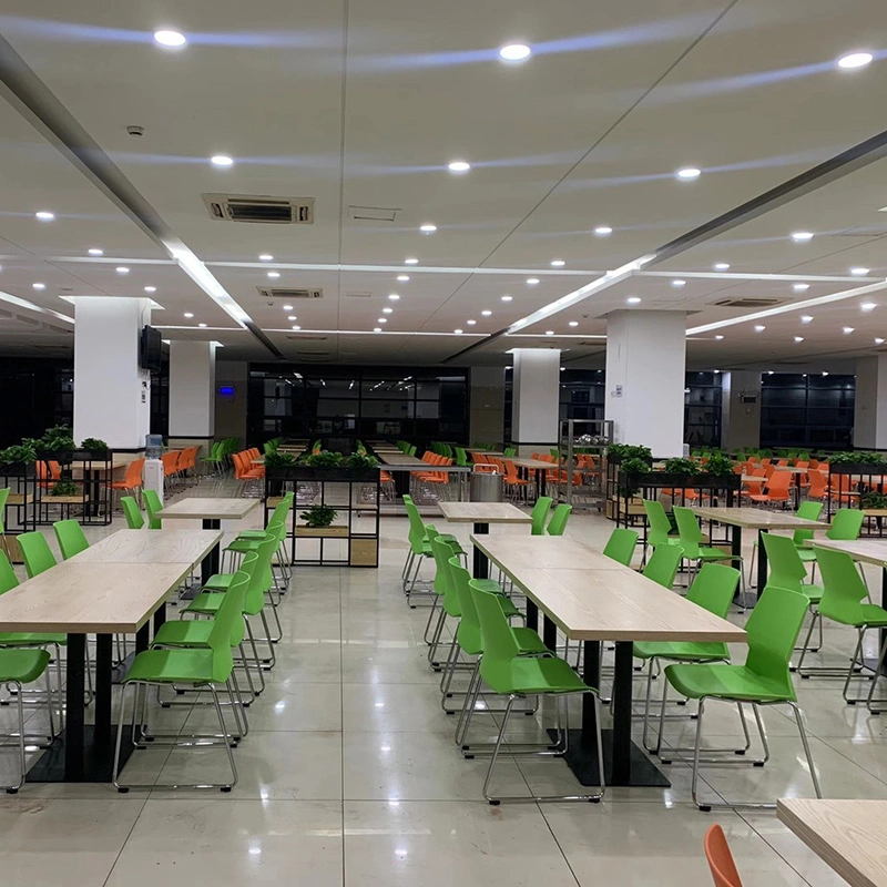 (SP-CS157) School Canteen Simple Plastic Chairs Rectangle Dining Table Restaurant Furniture