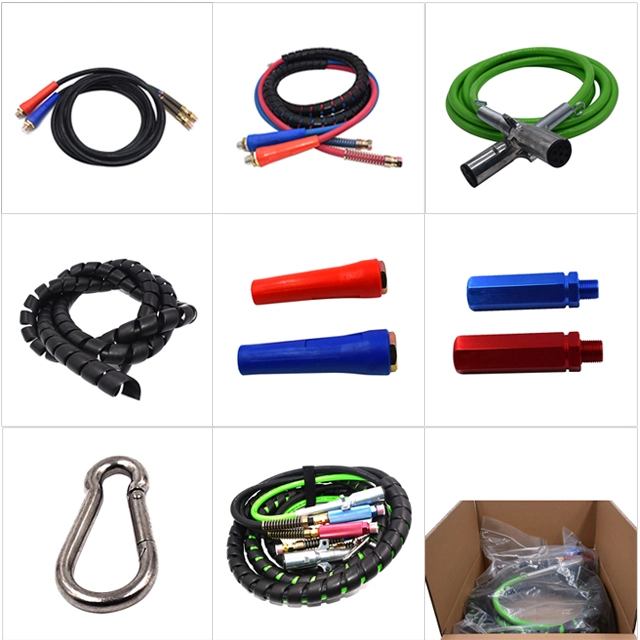 Yute 12FT 3-in-1 Red Blue Air Line Hose and ABS Electrical Cable Wrap