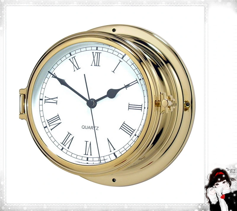 12 Hour Format Time & Tide Quartz Clock Brass Case Dial 150mm