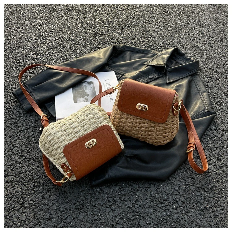 Hot-Selling Factory Vintage Small Straw Bags for Women Crossbody Shoulder Tote Hobo Handbag Lady Travel Purses Handbags Female Ladies Simple Mini OEM ODM Bag