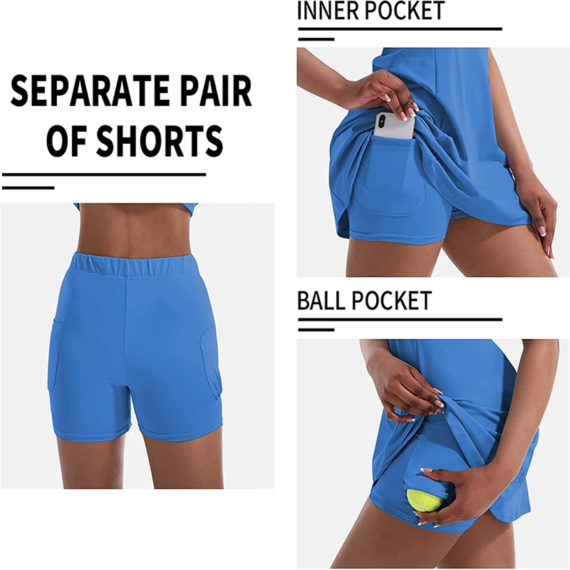 Ensemble sans manches à col zippé personnalisé pour Femme entraînement Athletic Golf Robe de fitness pour les sports de tennis