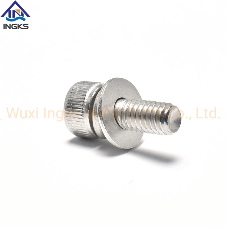 Assembled Hex Socket Knurled Cheese Head Screws with Flat Washer and Spring Washer Screw Set