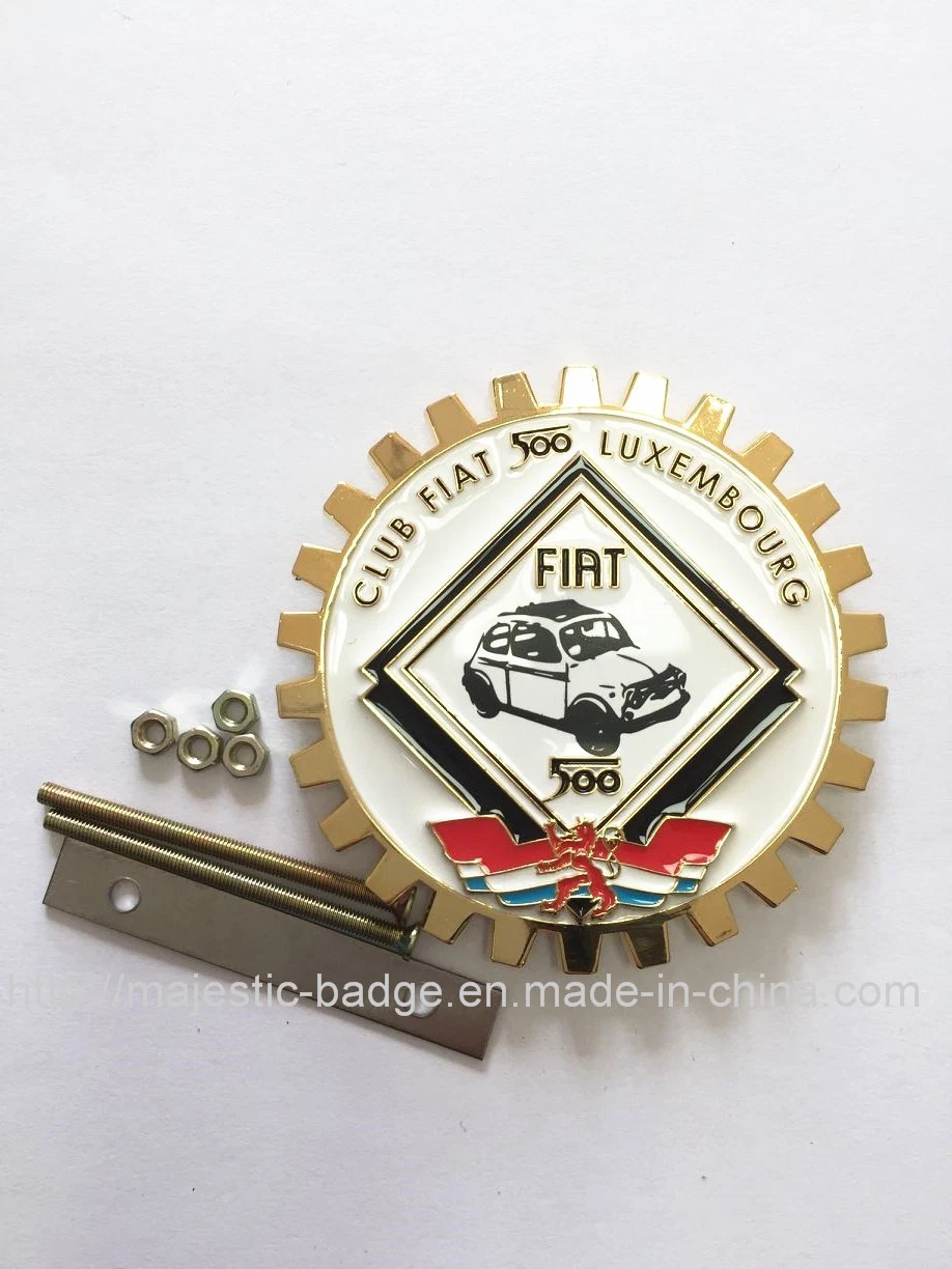 Customized Zinc Die Cast Gold Plating Gear Edge Car Badge