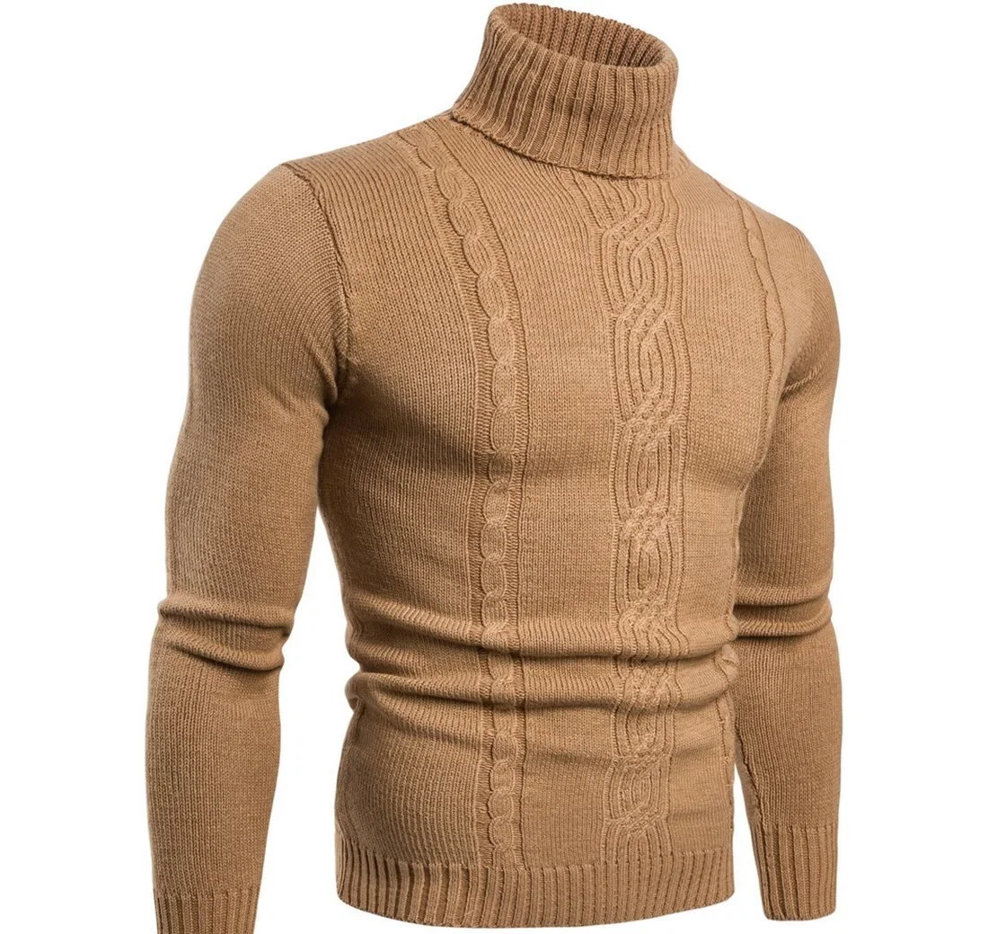 Hilo grueso Invierno caliente hombres&amp;rsquor de alta calidad;/mayorista de ropa térmica moda personalizada sudaderas tejidos de punto Jersey Turtleneck tejer el sudor