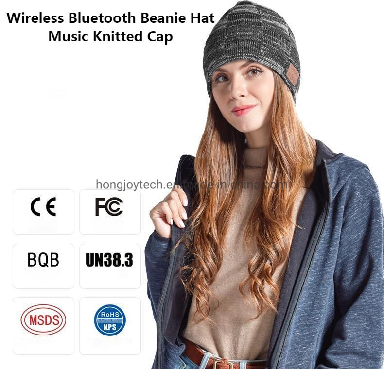 Auscultadores Bluetooth gorro, gorro de malha de inverno gorro Bluetooth chapéu único Natal Stocking Stuffers presentes Tech para homem - Preto para mulher