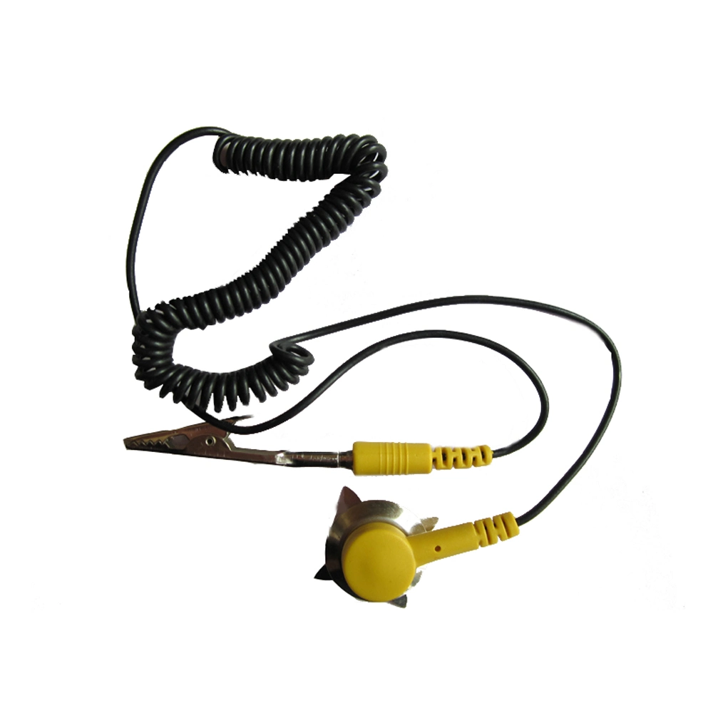 ESD Grounding Coil Cord with Press Button and Clip for Work Station Static Controls