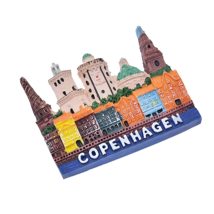 Edificio de la resina personalizada Copenhague Dinamarca 3D Souvenir Iman nevera