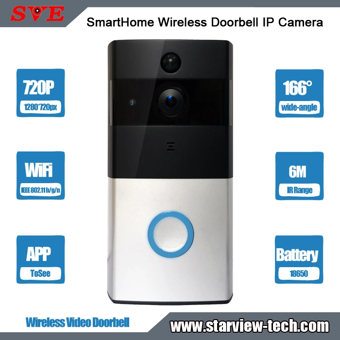 Vidéosurveillance 720p Smart Home sans fil vidéo sonnette sécurité IP Appareil photo