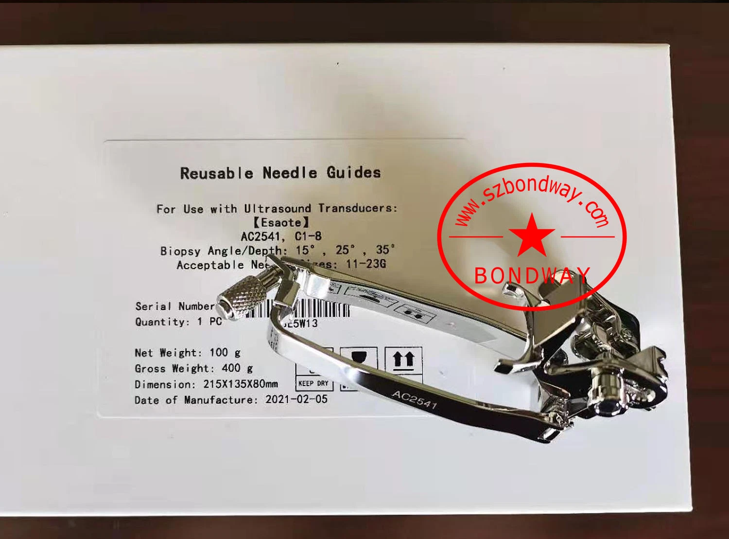 Mindray Zonare 6c2 Convex Curved Ultrasound Transducer Biopsy Guide, Reusable Biopsy Needle Adapter