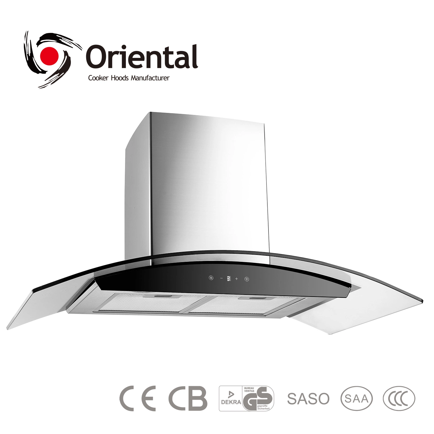 900mm All Inox Body Curved Glass Canopy Touch Switch Control Chimney Range Hood