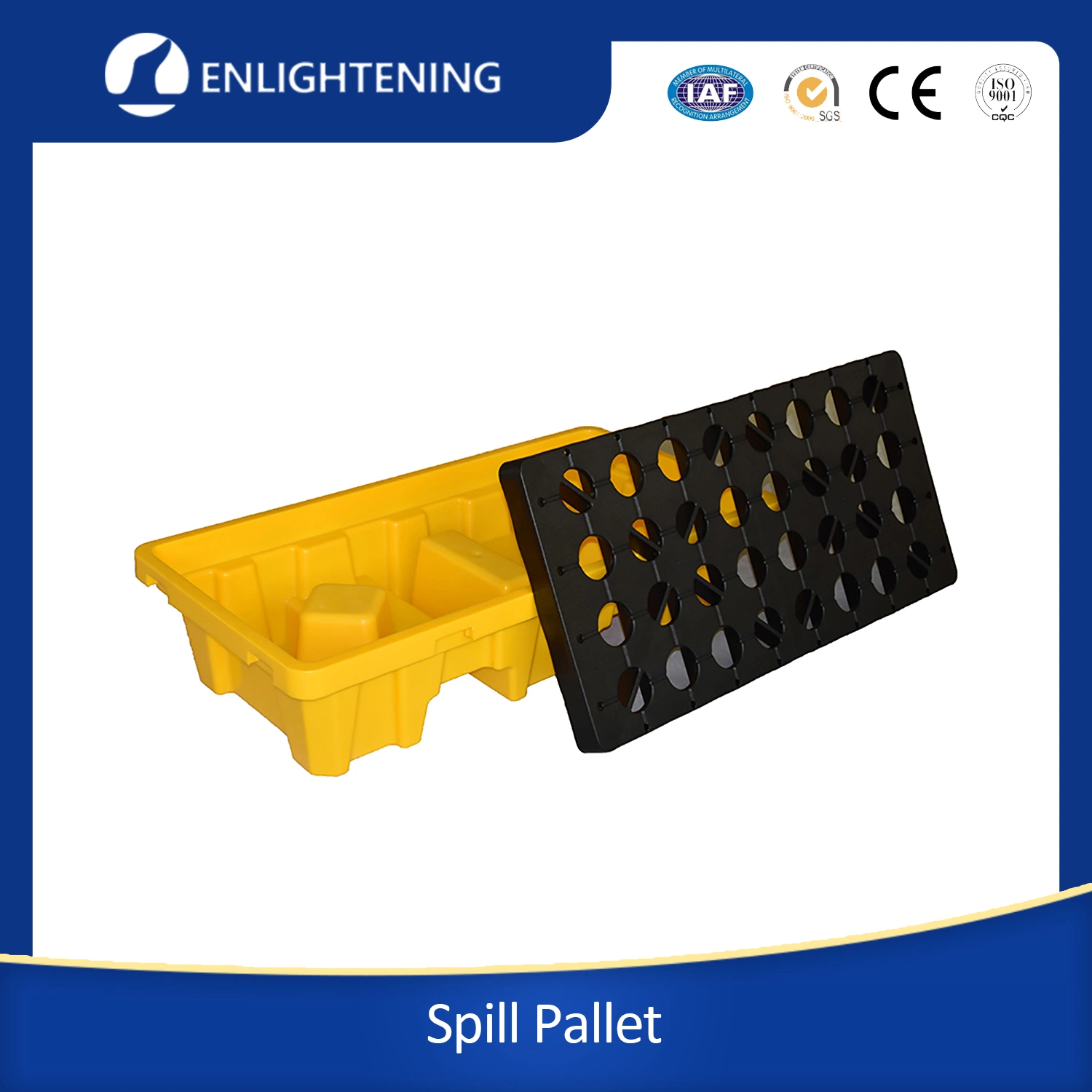 Leak-Proof Reusable Industrial Plastic Drum Pallets Heavy Duty HDPE 4 Drums Spill Pallet