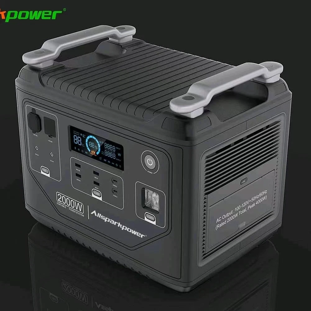 Allaparkpower Gerador Solar saída USB Power Bank Carregador Móvel Suprimento de energia 2000w/2000wh