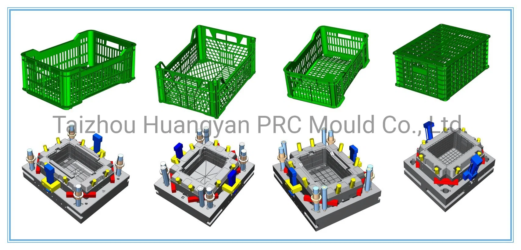 Inyección automática de plástico Transporte de la rotación de la herramienta carne Vegetal de mariscos Frutas Molde de Caja de Crate de Caja de leche de Pepsi 718h P20 Metal