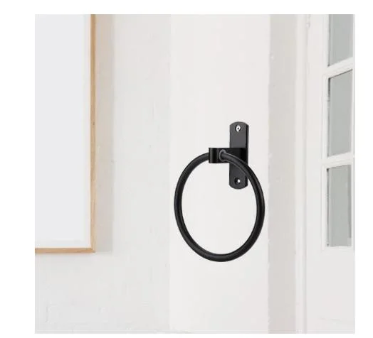 Towel Rack Black Aluminum Towel Ring Holder Bathroom Wall Ring Hook