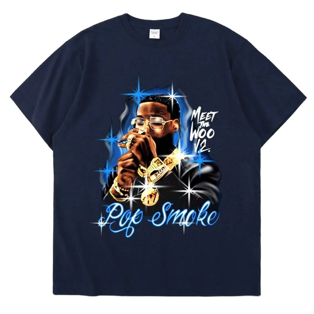Neues Pop Smoke Fashion Shirt Hip Hop Streetwear Herren T-Shirt Männer Rapper Casual Tops Siebdruck 100% Baumwolle T-Shirts Für Männer