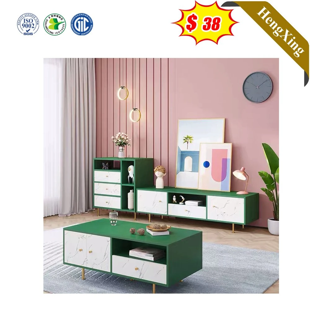 Buena calidad de la melamina muebles de madera verde soportes de TV mesa lateral