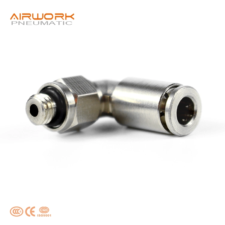 Pl M5 90 Degree Connector Mini Elbow Pneumatic Brass Joint Air Hose One-Touch Swivel Fittings with Male Thread