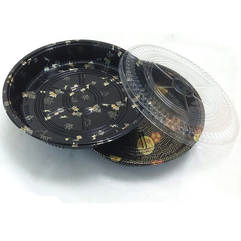 Custom round big sushi container with pattern