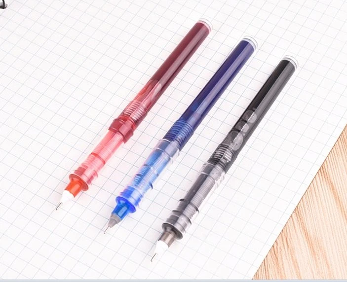 Stationery Office Supply Roller Ball Pen Quick Dry Ink Smooth Writing, Needle Tip 0.5mm, . Metal Clip, Refillable, Black Color Logo Pen