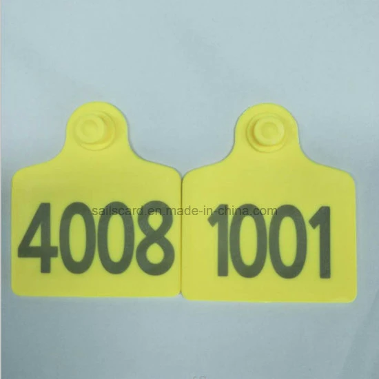 RFID 3m Range 80X70mm UHF Animal Ear Tag with/Without Laser Printing Number