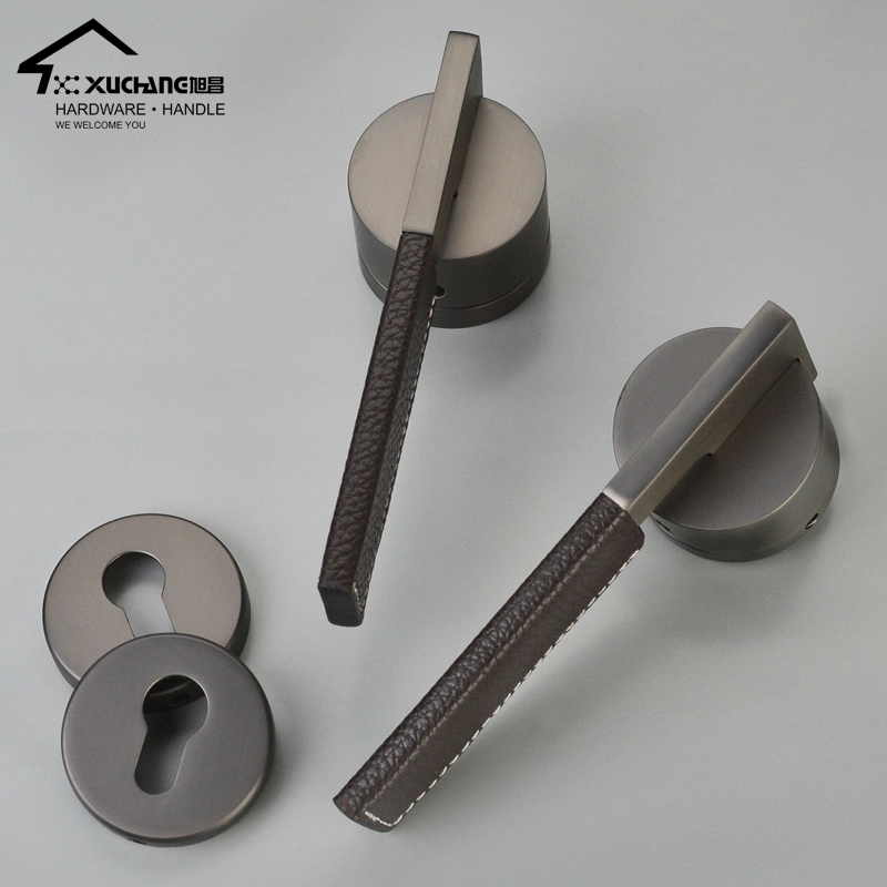 High quality/High cost performance  Bathroom Decoration Industrial Leather + Zinc Alloy Security Door Handle Door Lock