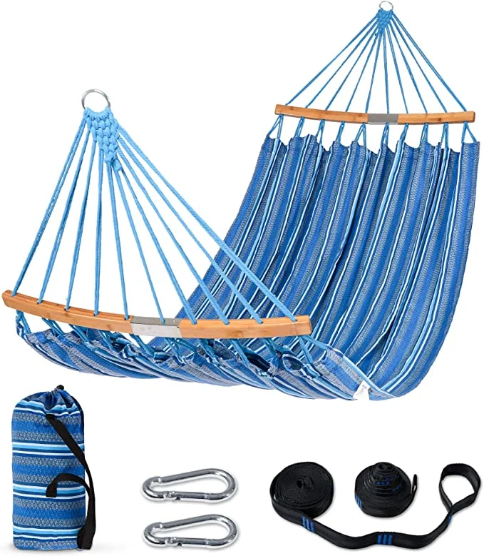 Hamaca Doble con Barra Curva, Hamaca Portátil para Exteriores con Bolsa de Transporte y Correas para Árboles para Dormitorio, Patio, Jardín, Balcón, Soporta hasta 450 libras