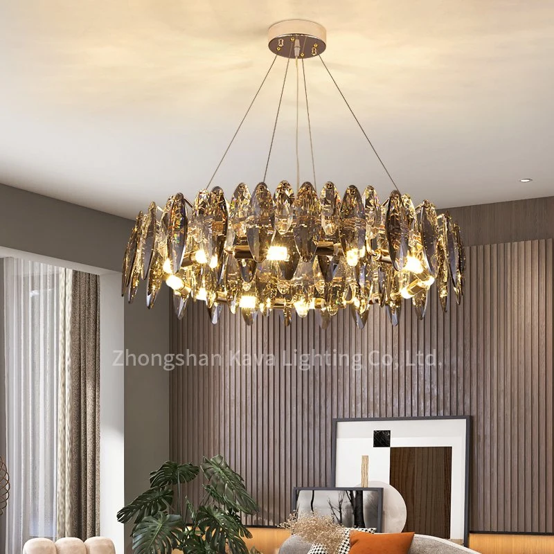 Profession Indoor Golden Color Modern Decorative Hotel Villa Home Decor Luxury Round Shape Crystal LED Chandelier Pendant Light
