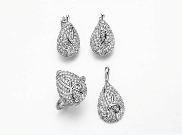 Letters Carved Silver 925 Jewelry Set Ladies Sterling Silver Conch Earrings