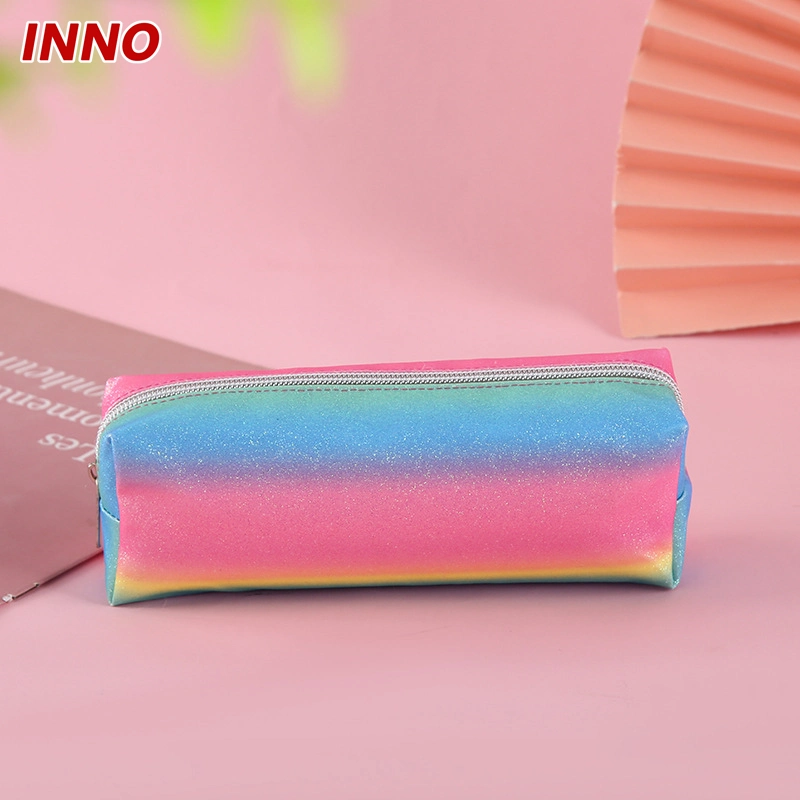 Wholesale Inno Brand R063# Korean-Style Laser Color Square Pencil Case Color Mixing School Supplies for Students Eco-Friendly