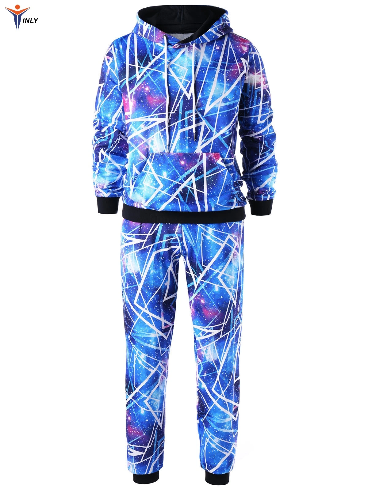 Custom Design High Quality Polyester Fashion Digital Printing Sublimation Two-Piece Set United States 2PCS Men's Sweater Pants Casual Sweatsuits Suit