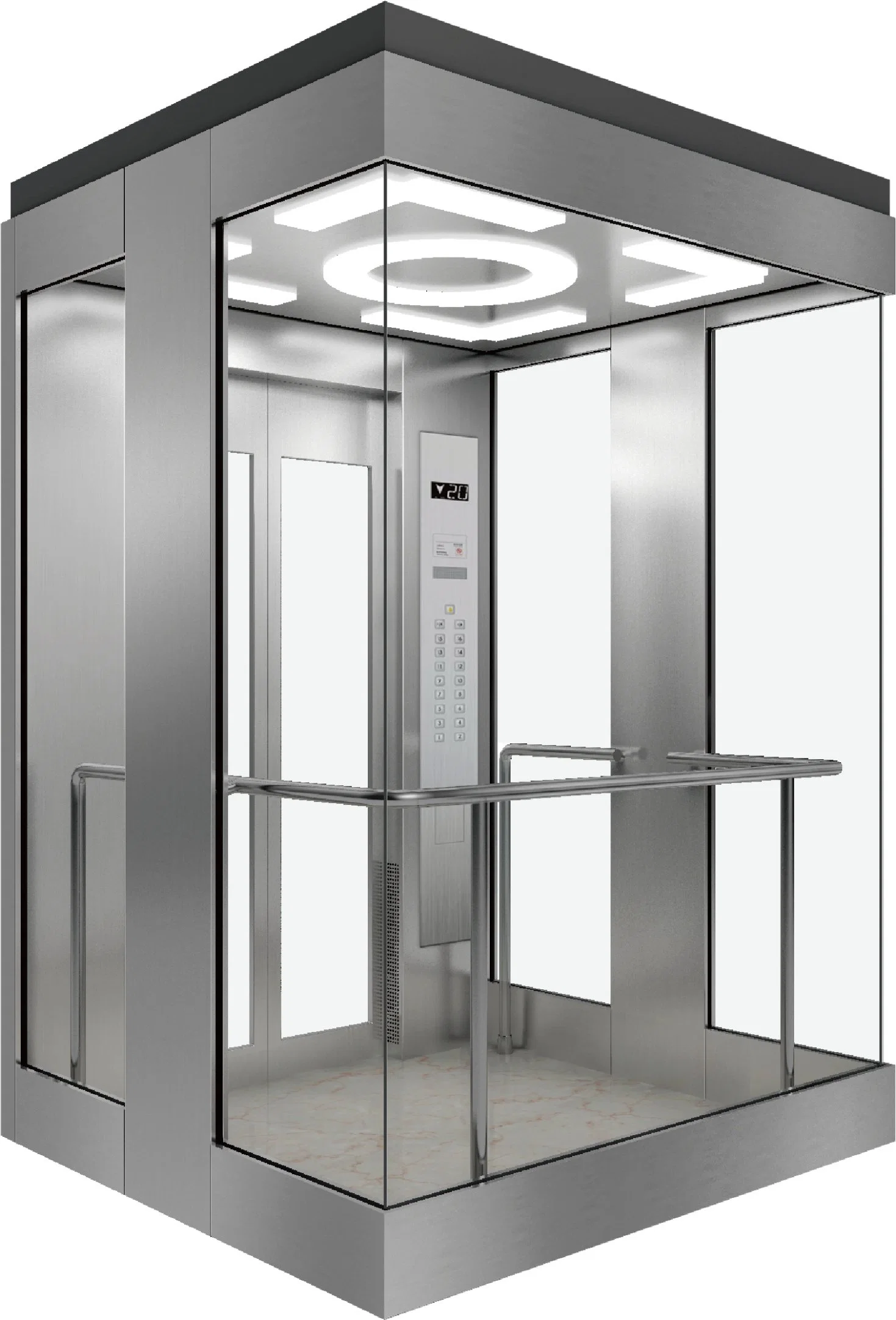 1000kg 13 Persons Full Glass Sightseeing Passenger Elevator