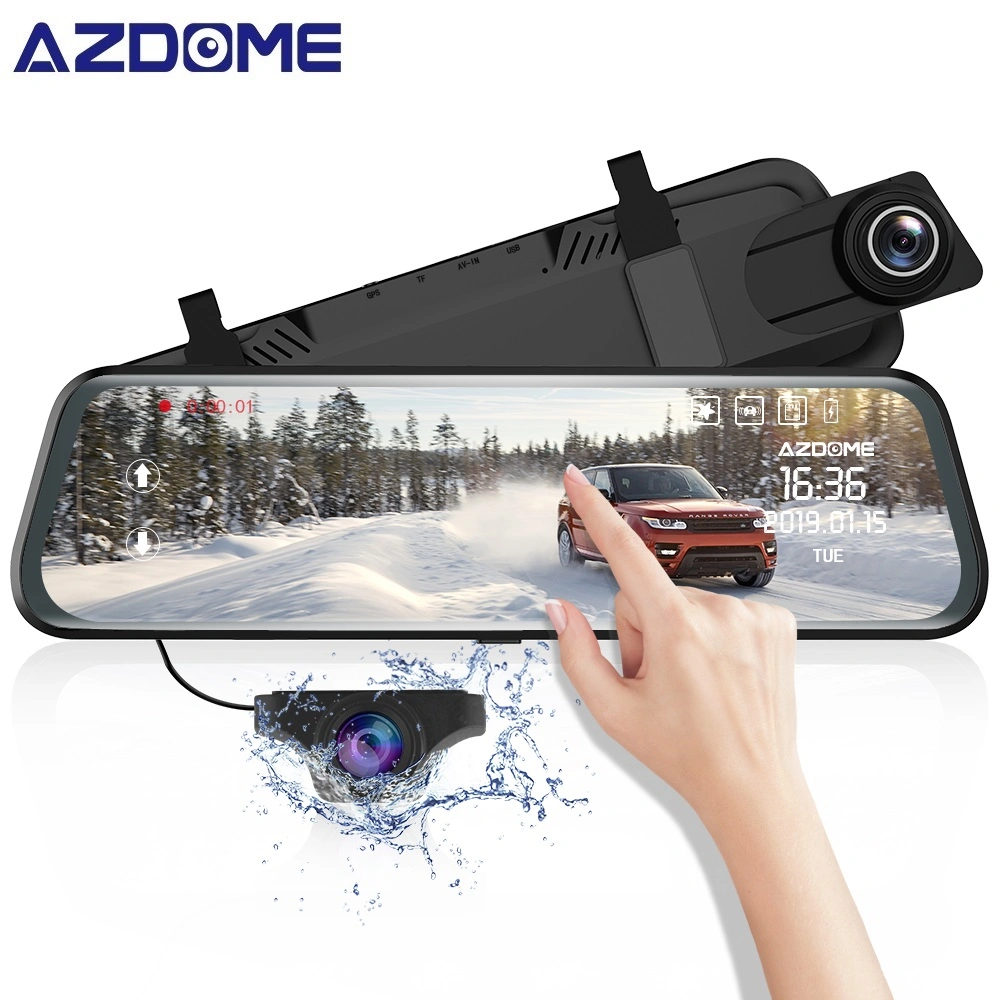 9,66 Zoll Dashcam 1080p+1080p 2 Kanäle Spiegel Auto Black Box