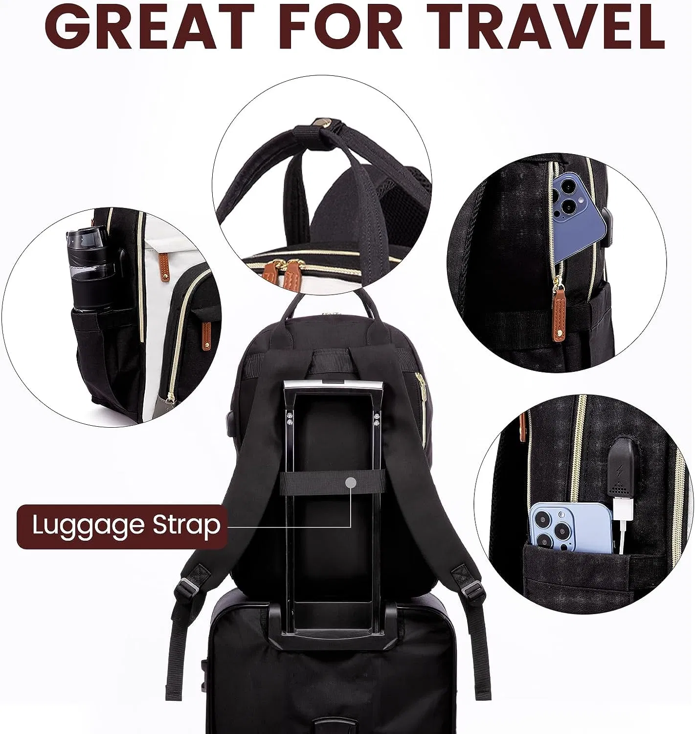 15.6"Waterproof Fashion Travel Laptop Men Women Backpack Fashion Shoulder Bag