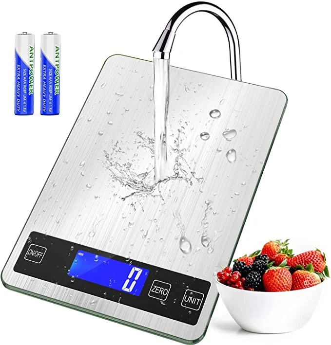 USB Rechargeable Food Scale, 33lb/15kg Digital Kitchen Scale for Cooking and Baking, USB Cable and Batteries Included