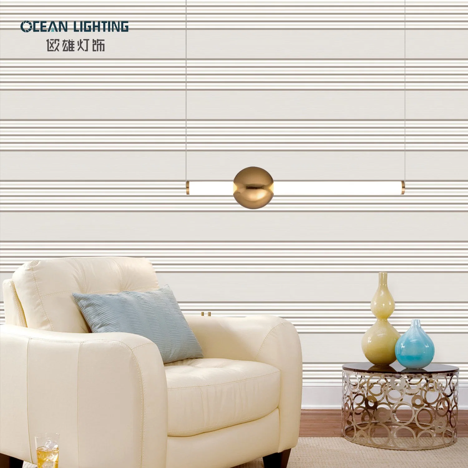 Modern Gold Cylindrical Glass LED Pendant Lights Living Room Dining Room Kitchen Hanging Lamp (MX6026)