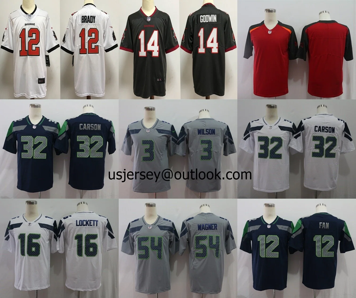 Buccaneers Brady 12 Godwin Seahawks American Football Team Jerseys