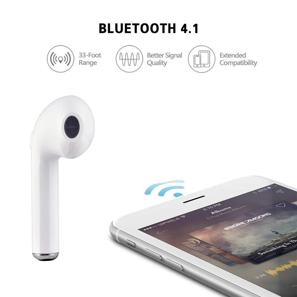 Auricular Bluetooth Auriculares inalámbricos de Tws i7 Mobile auricular estéreo