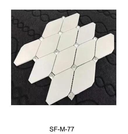 Water jet SF-M-079 White Grey Marble Shell Mosaic for Indoor Floor Wall