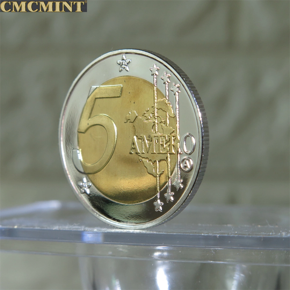 Regalos personalizados Regalos de lujo en Metal chapado en oro brillante Moneda con caja de madera